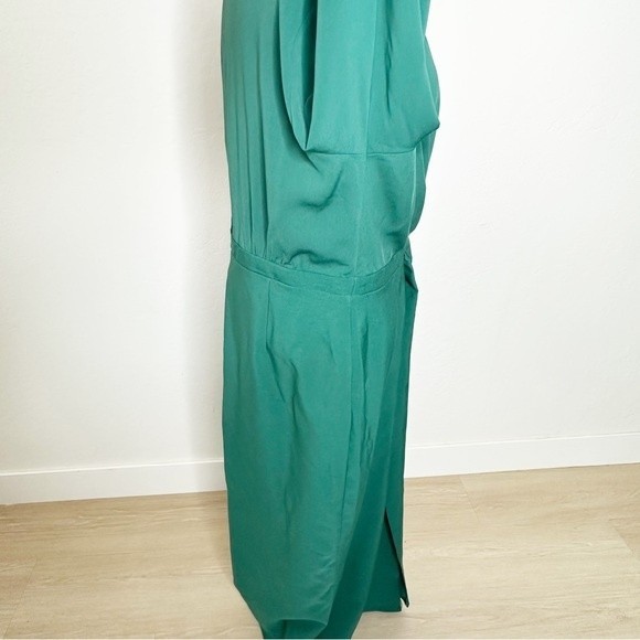 ASOS Design Long Sleeves Plunge Pleat Front Midi Dress in Dark Green NWT | 14 - Picture 8 of 16